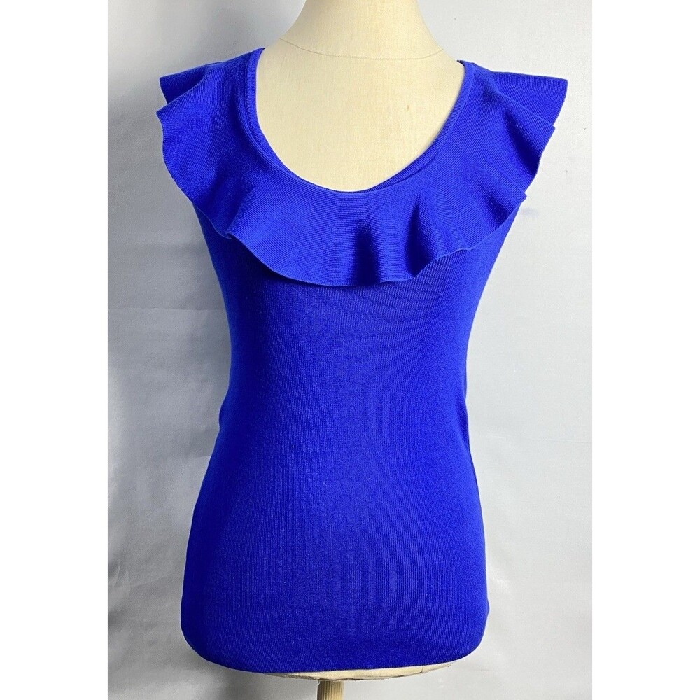 Women Knit Raffle Neck Sweater Sleeveless Size XS